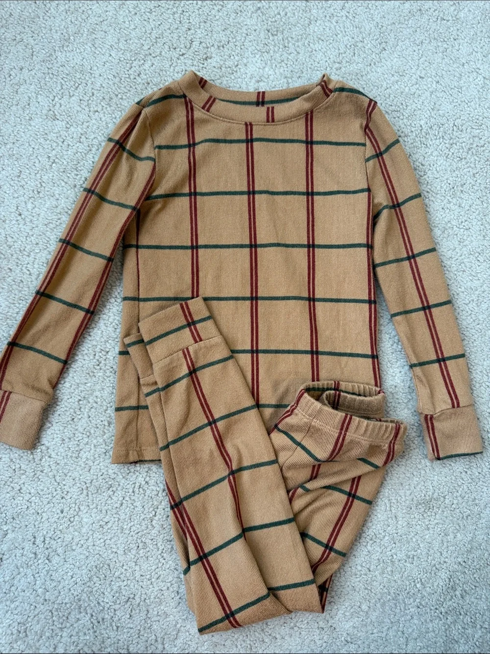 Little Co. By Lauren Conrad Tan Plaid Long-Sleeve Pajama Set